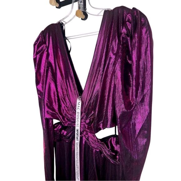 NWT IEENA For Mac Duggal Princess Sleeve Metallic Cut Out Gown Style 27060 Size - Picture 7 of 14